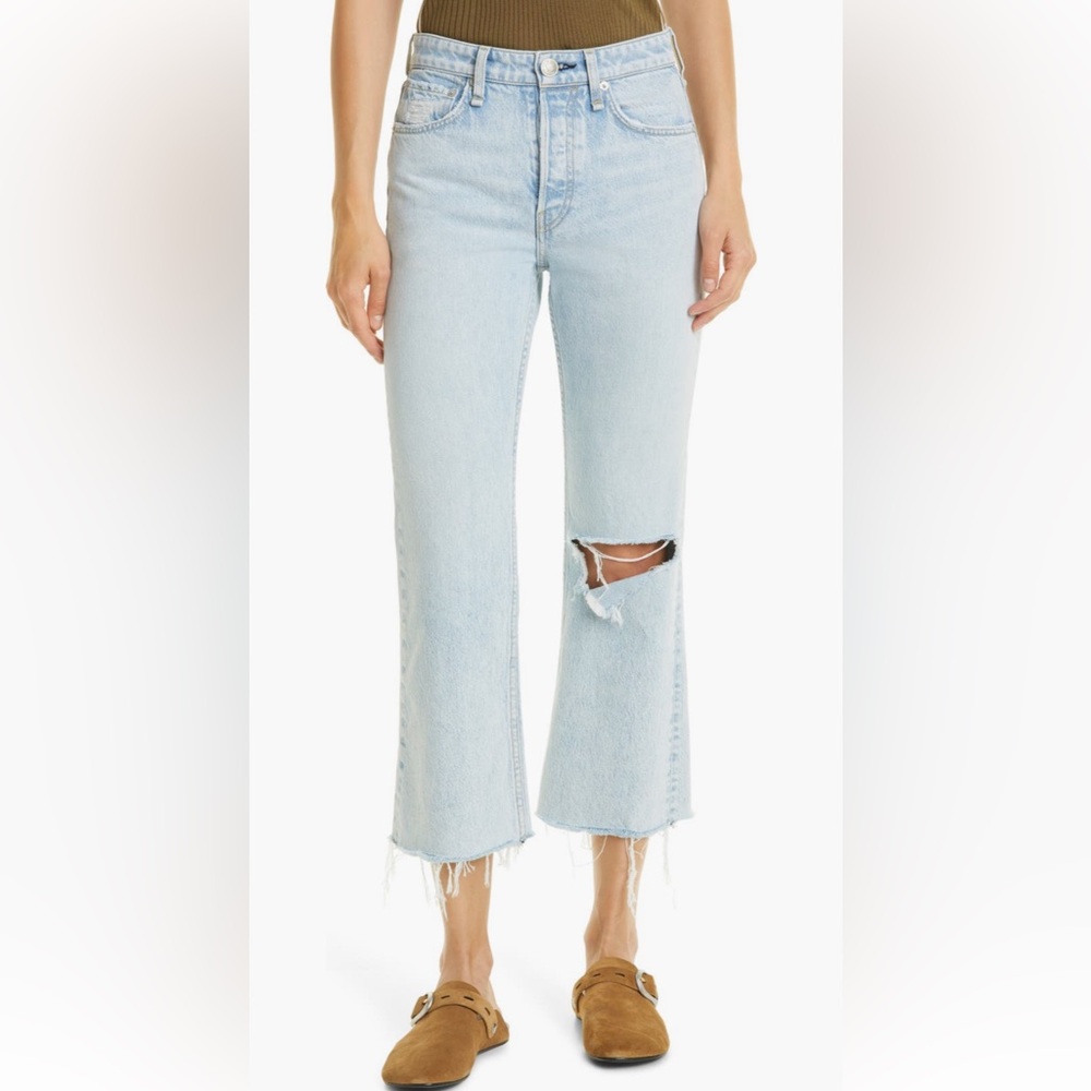rag & bone Maya High Waist Ripped Raw Hem
Crop Flare Leg Jeans color (Montauk)